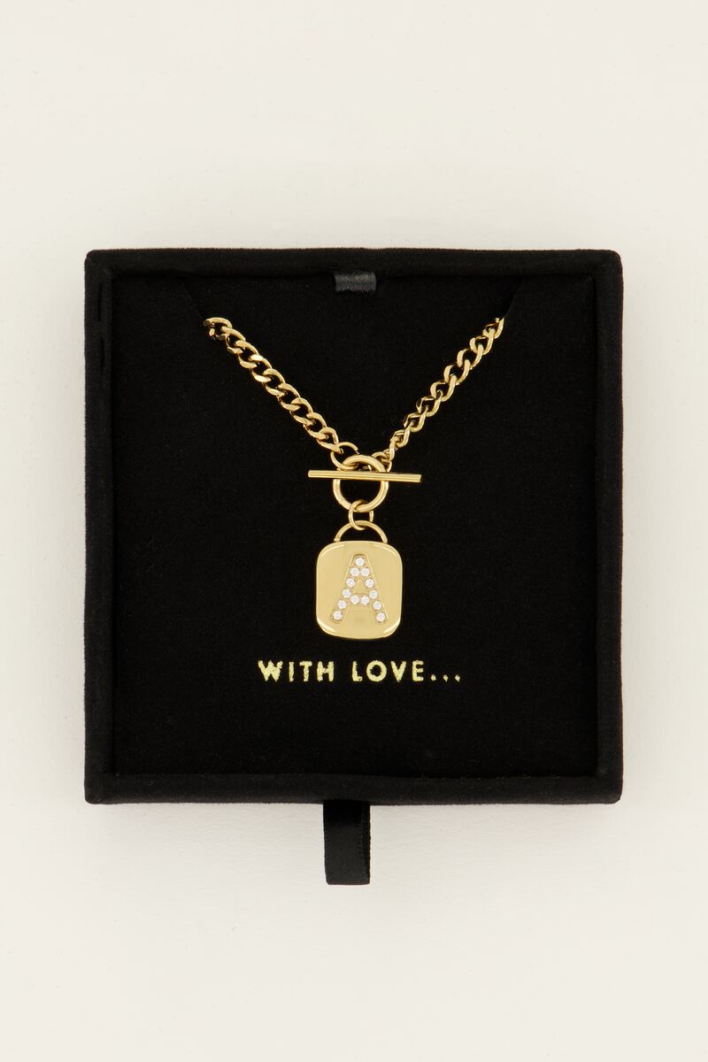 Chain necklace with cubic zirconia initial