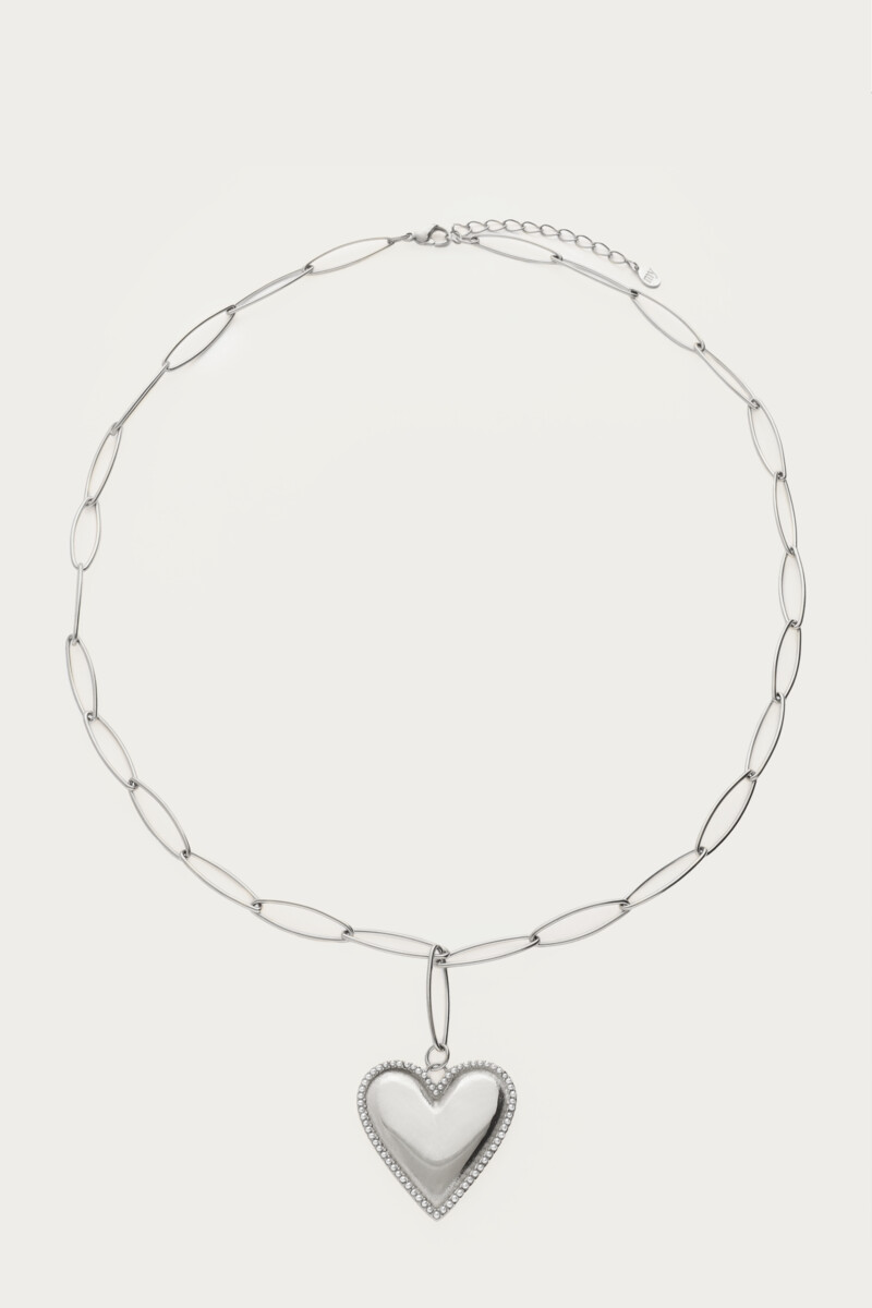 Chunky chain necklace with heart & faux pearls | My Jewellery