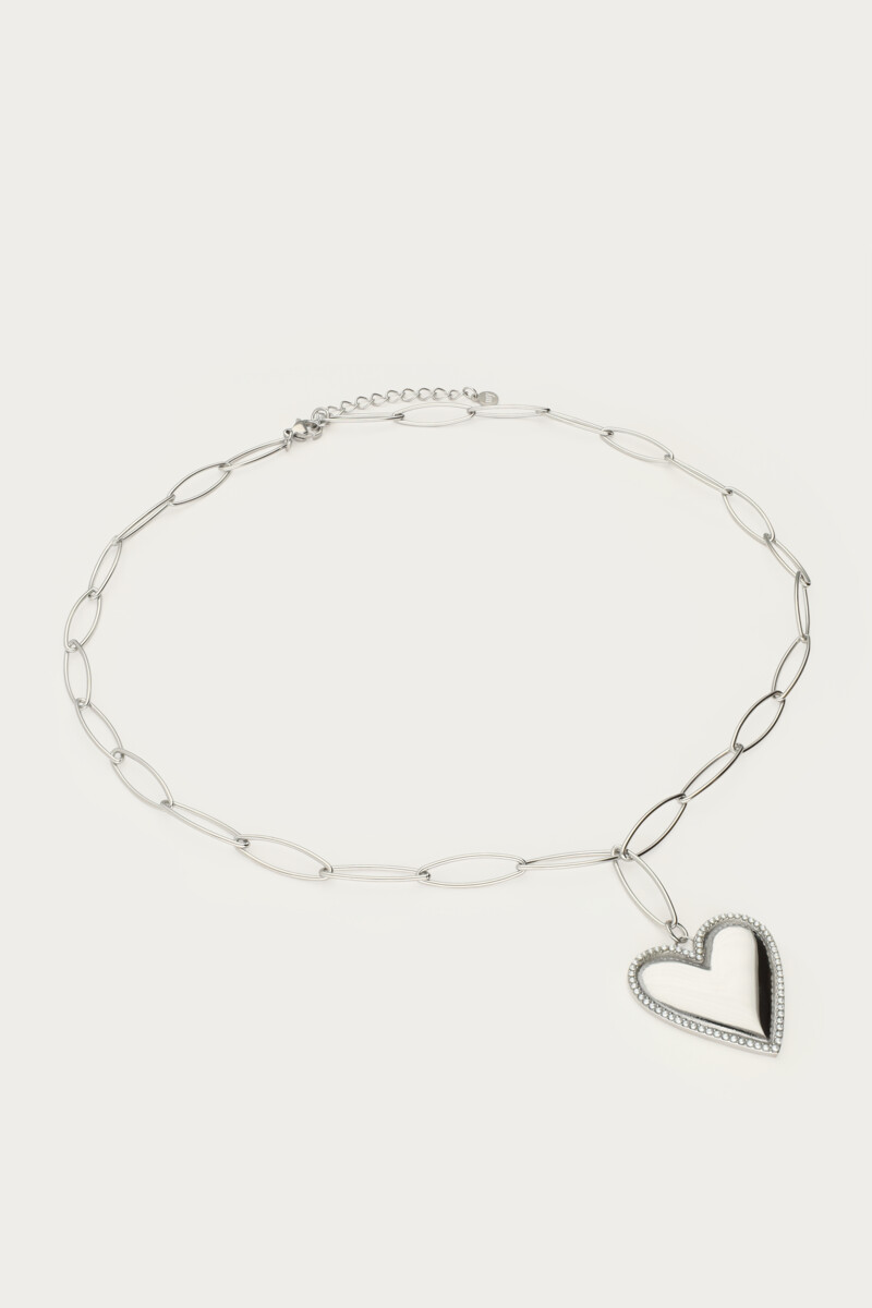 Chunky chain necklace with heart & faux pearls | My Jewellery