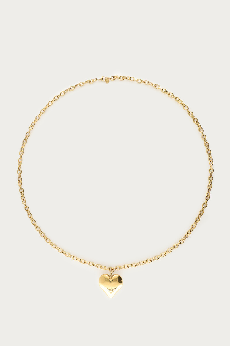 Grove lange schakelketting met chunky hart