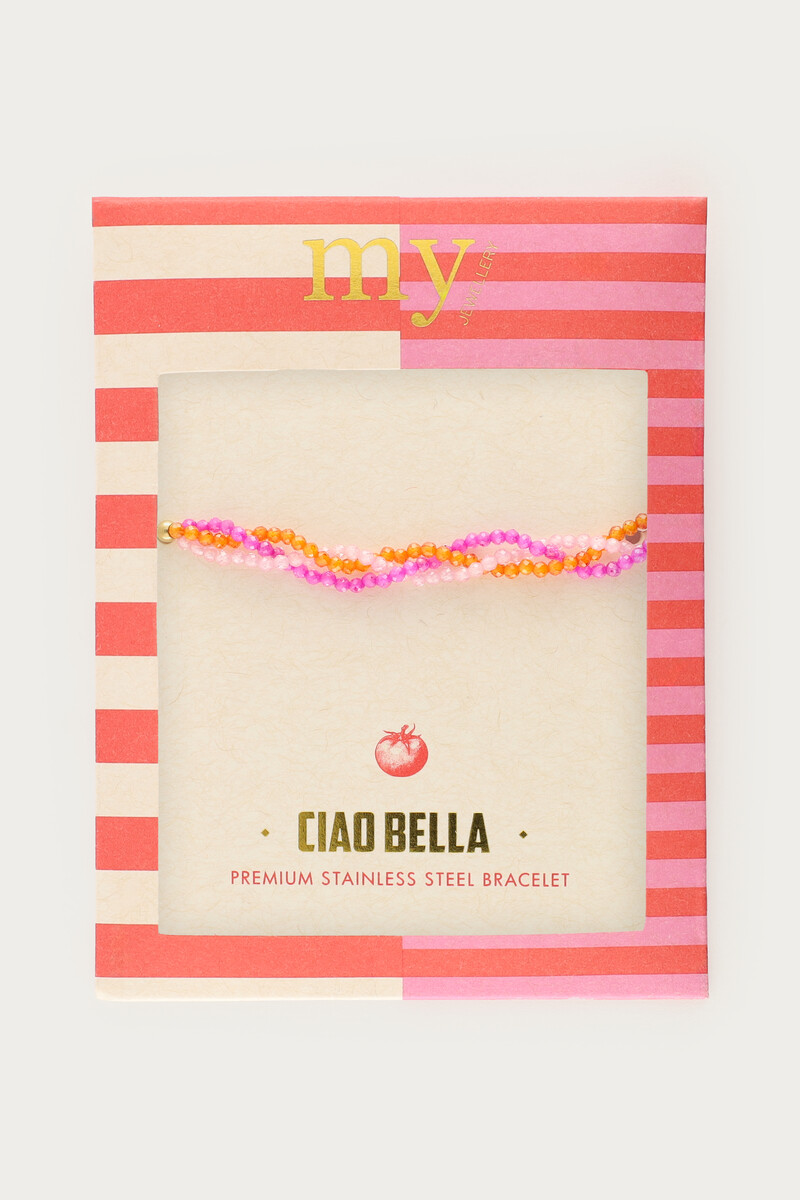 Ciao braided bracelet with pink and orange beads | My Jewellery