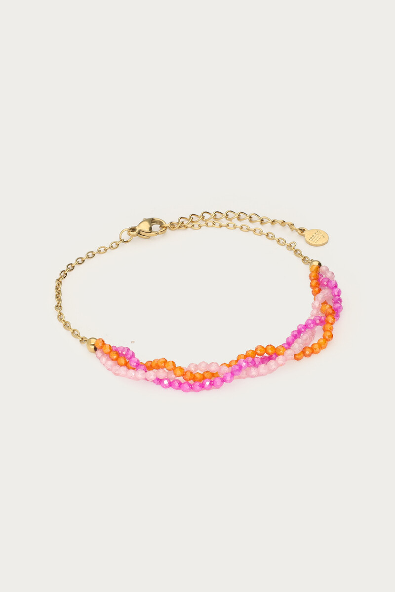 Ciao braided bracelet with pink and orange beads | My Jewellery