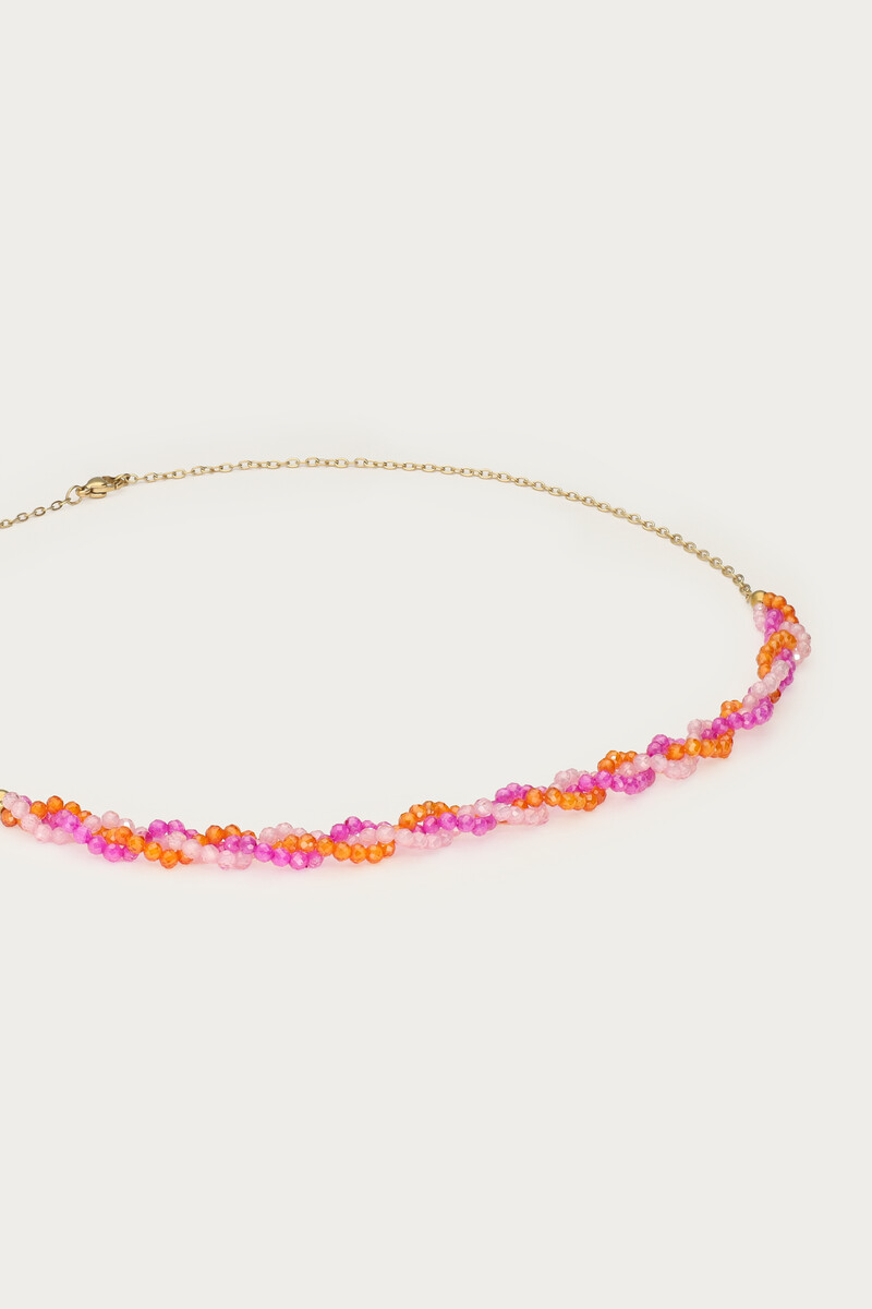 Ciao braided necklace with pink and orange beads | My Jewellery
