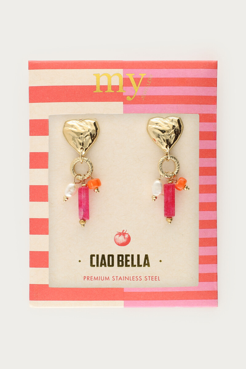 Ciao drop earrings with beads and heart | My Jewellery