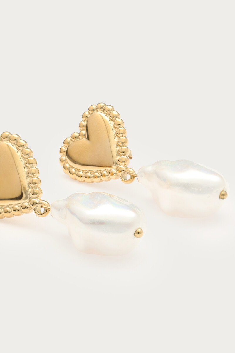 Ciao drop earrings with heart and faux pearl | My Jewellery