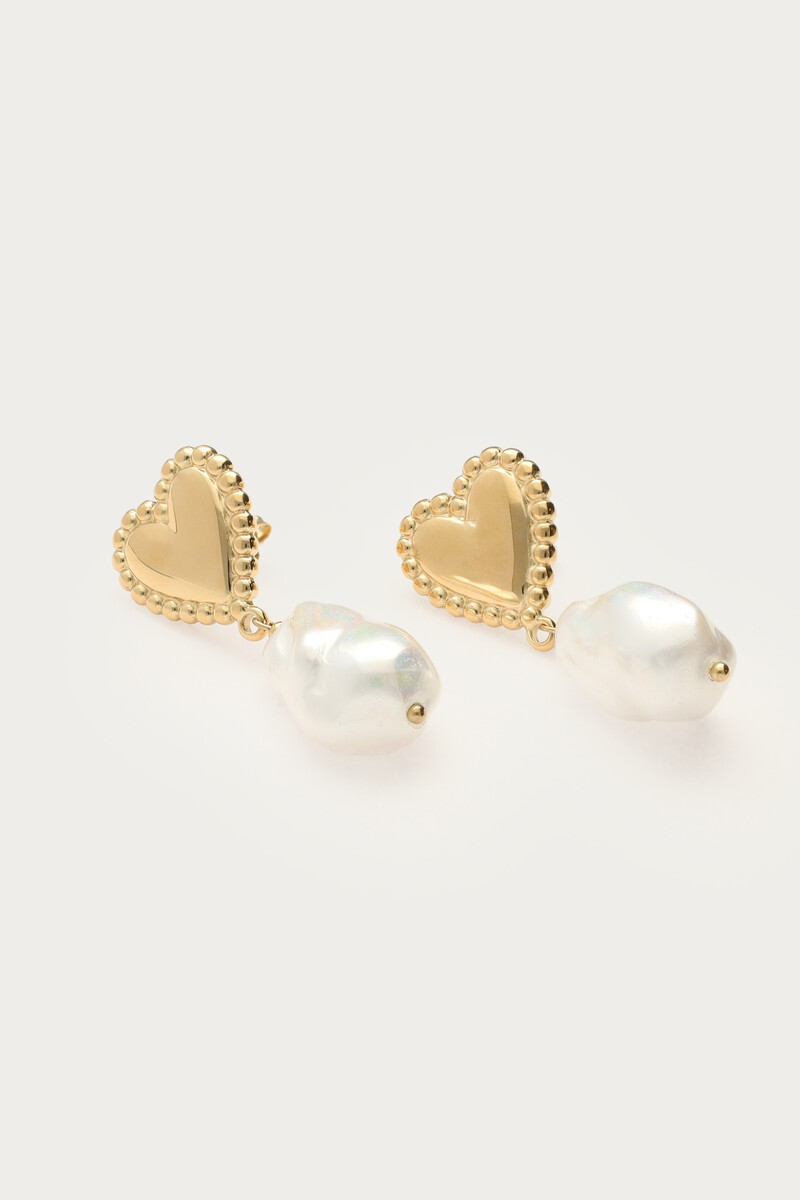 Ciao drop earrings with heart and faux pearl | My Jewellery