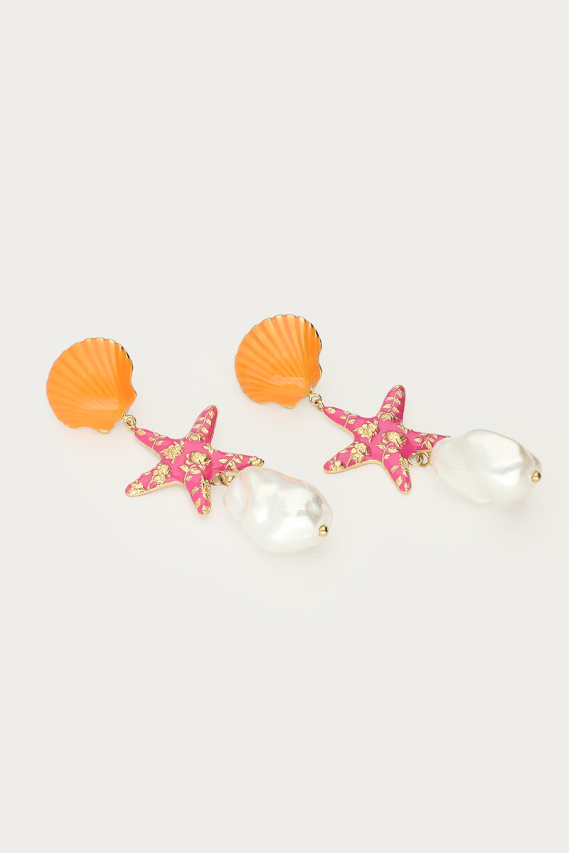 Ciao drop earrings with starfish and faux pearls | My Jewellery