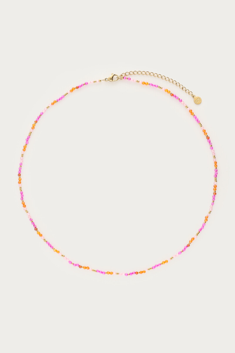 Ciao ketting met roze en oranje kralen