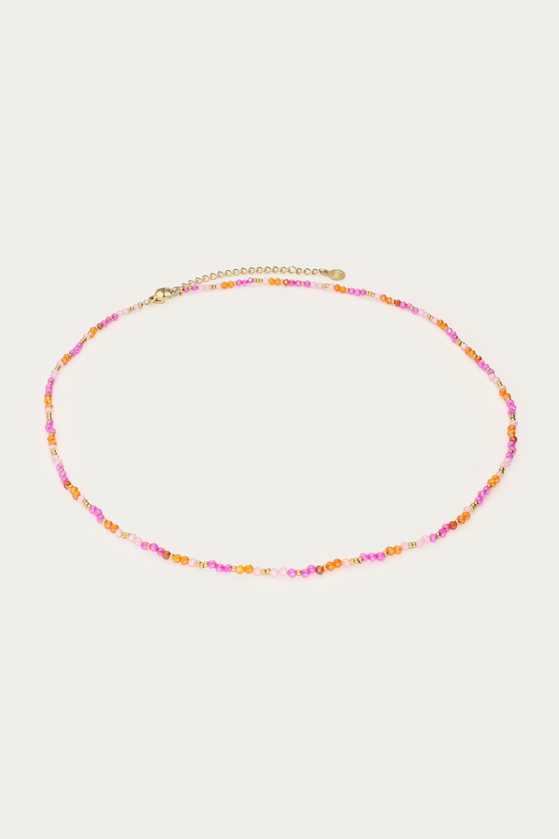 Ciao necklace with pink and orange beads