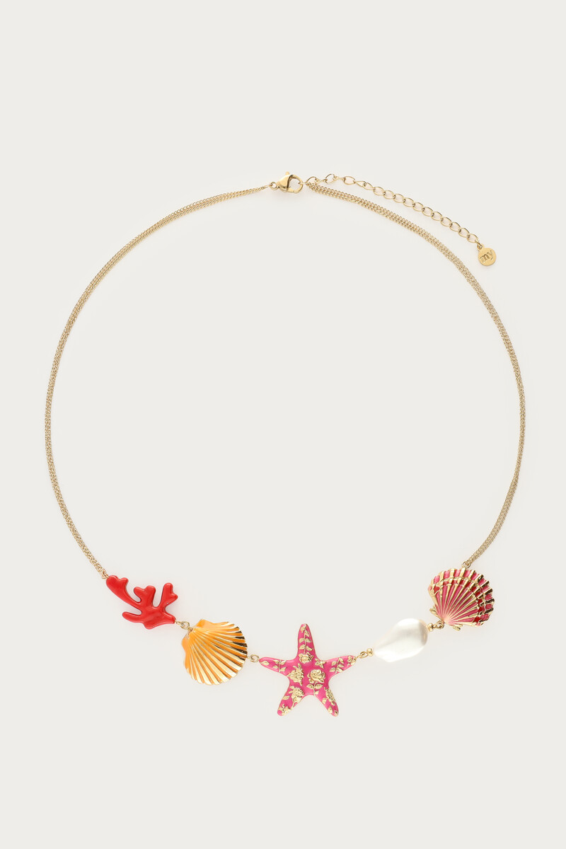 Ciao ketting met schelpen en zoetwaterparel