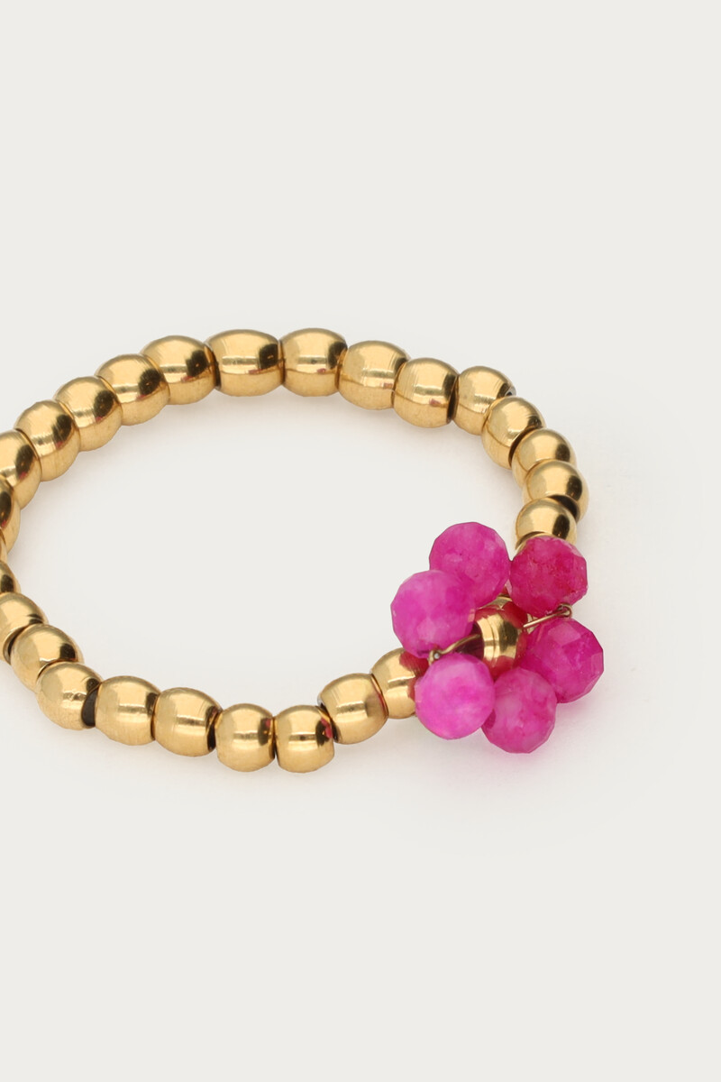 Ciao stretch ring with fuchsia flower | My Jewellery