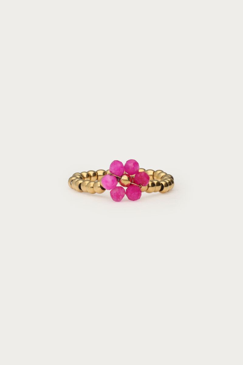 Ciao stretch ring with fuchsia flower | My Jewellery