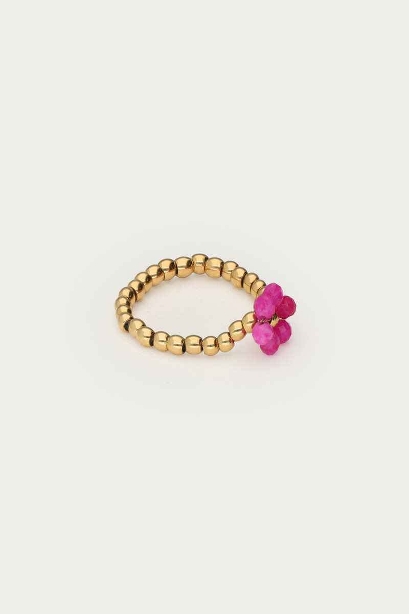 Ciao stretch ring with fuchsia flower | My Jewellery