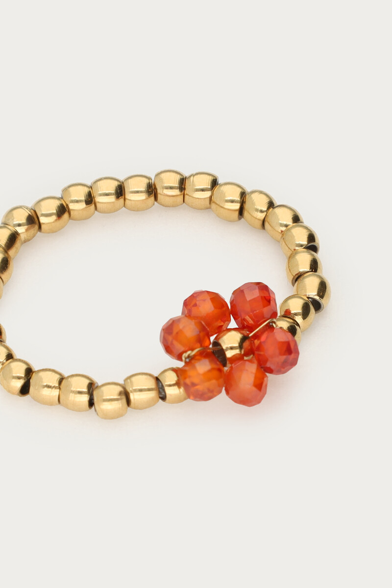 Ciao stretch ring with orange flower | My Jewellery