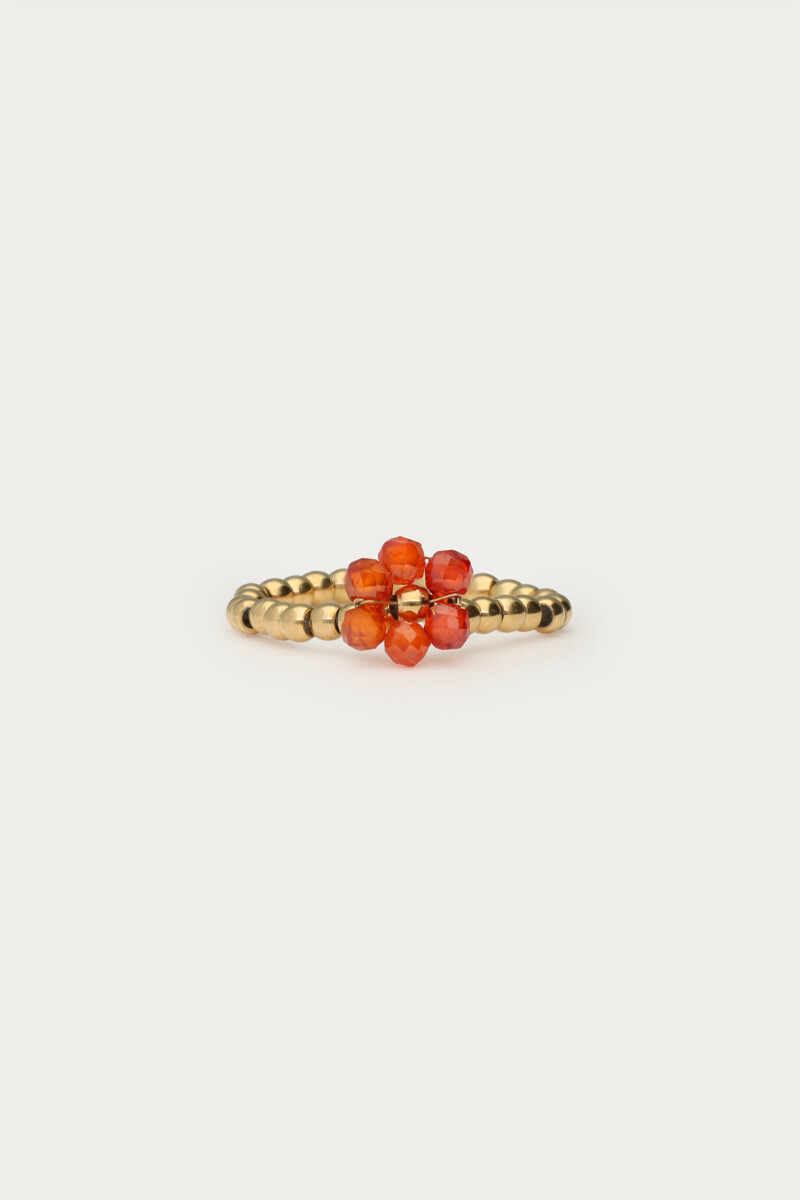 Ciao stretch ring with orange flower | My Jewellery