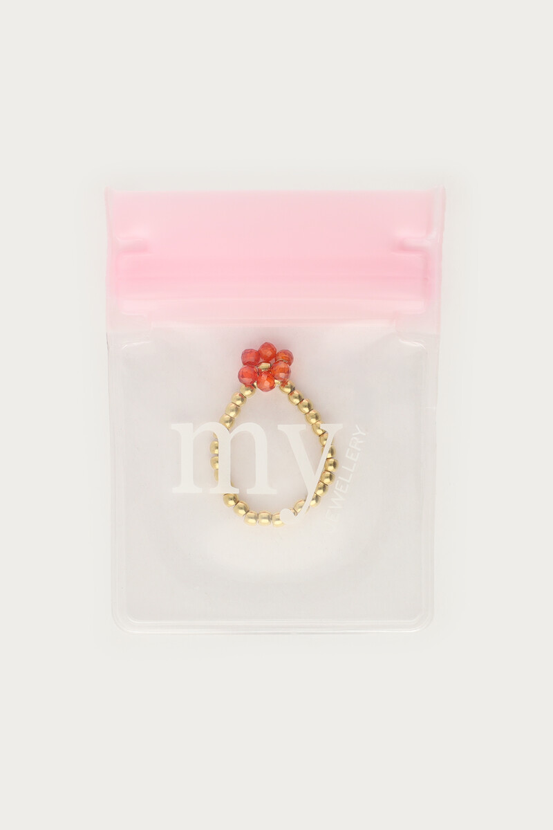 Ciao stretch ring with orange flower | My Jewellery