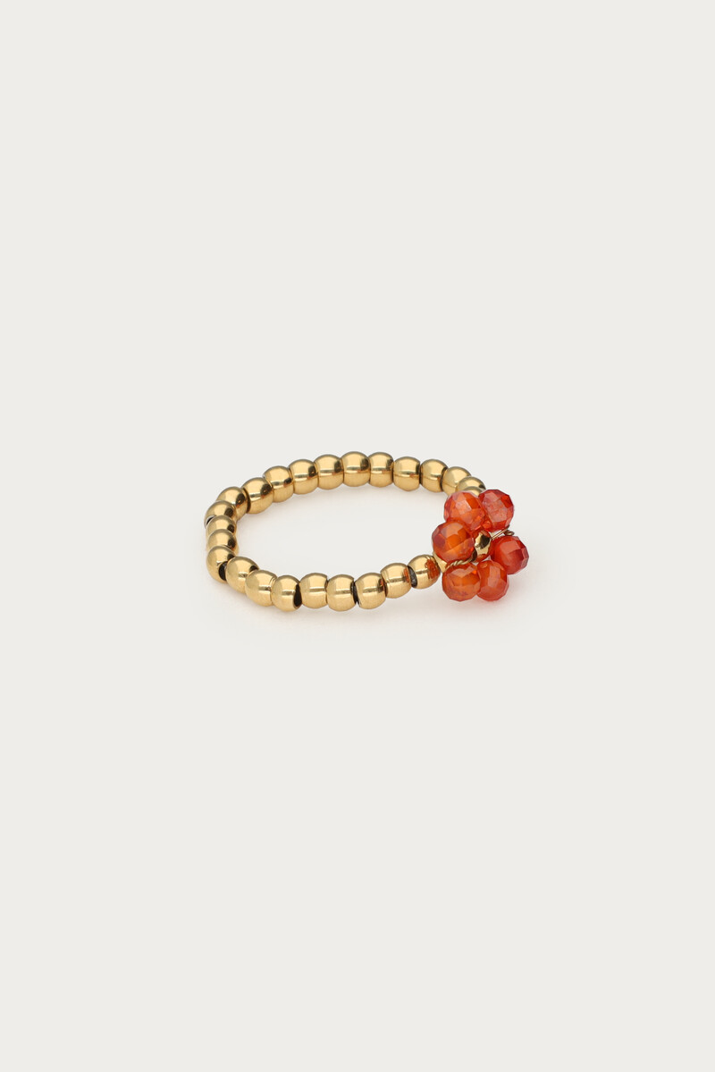 Ciao stretch ring with orange flower | My Jewellery