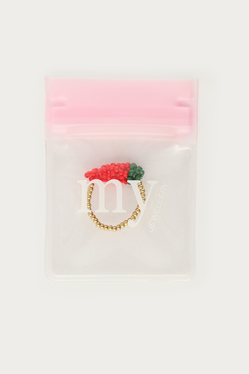 Ciao stretch ring with red pepper | My Jewellery
