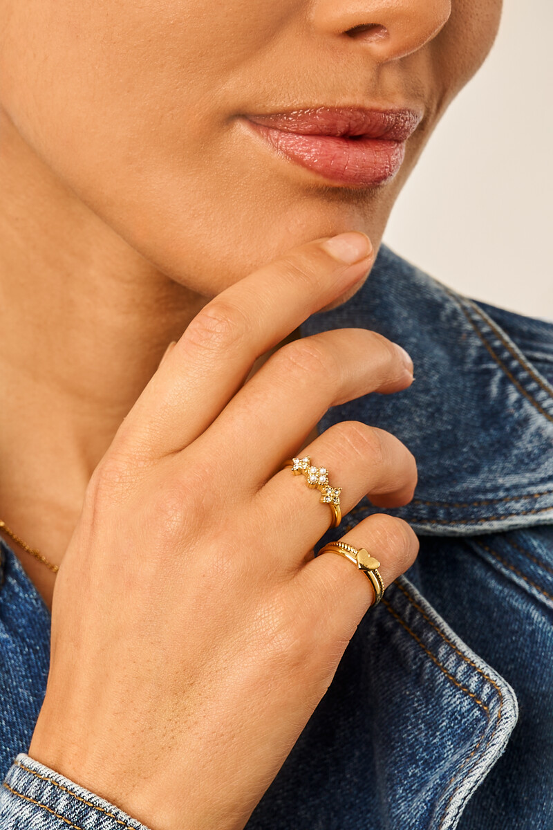 Ring clover with rhinestones and imitation pearls | My Jewellery