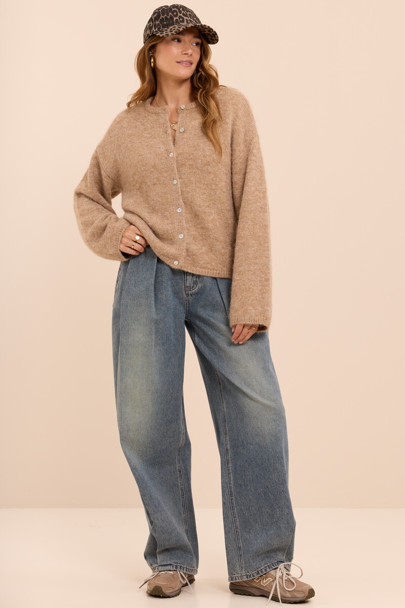 Cognac knitted cardigan with buttons | My Jewellery