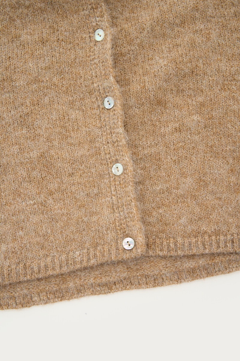 Cognac knitted vest top with buttons | My Jewellery
