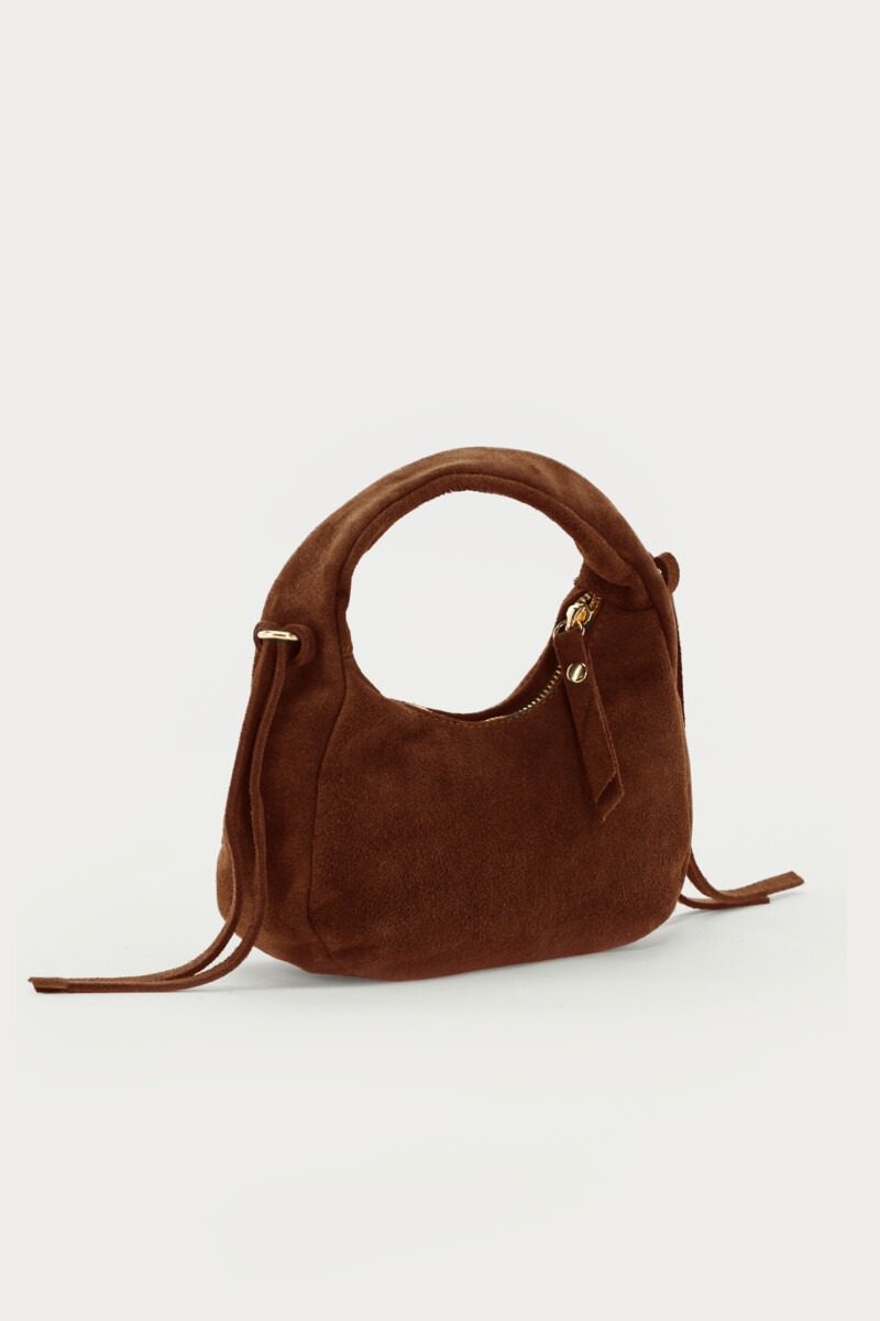 Cognac suede crescent-shaped bag | My Jewellery