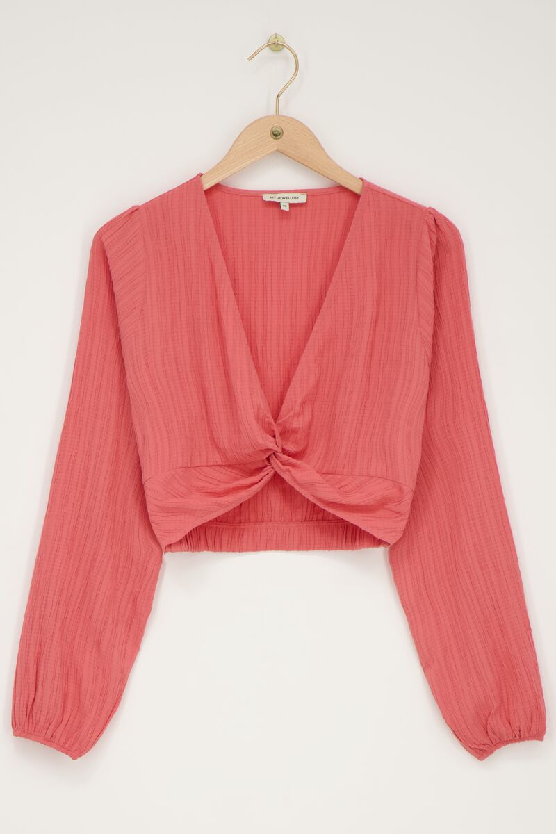 Top court rose corail avec boutons