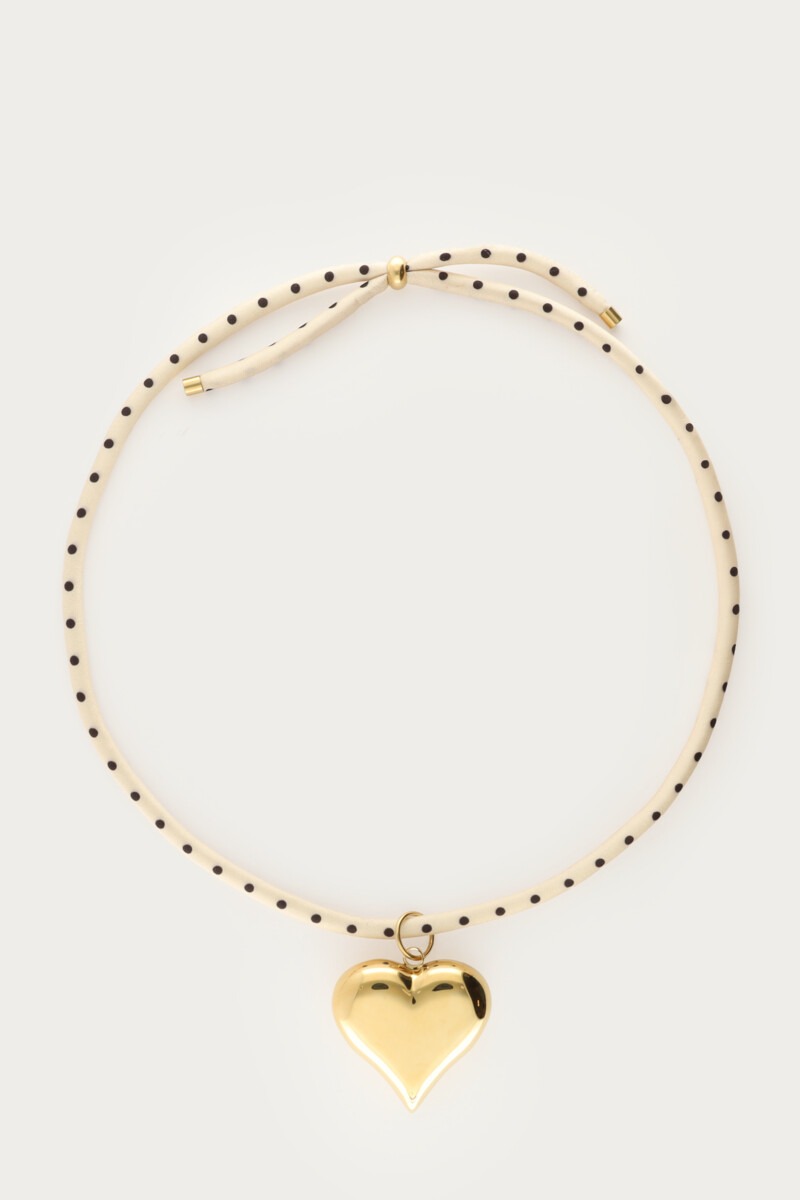 Touwketting met polkadot en statement hartje