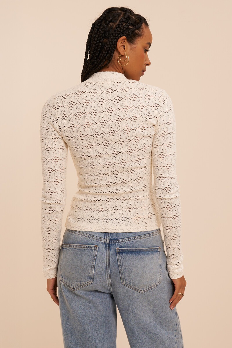 Cream crochet top with long sleeves | My Jewellery
