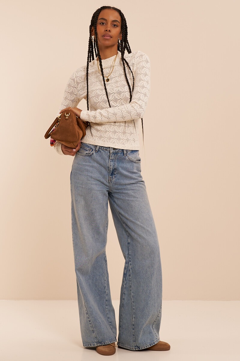 Cream crochet top with long sleeves | My Jewellery