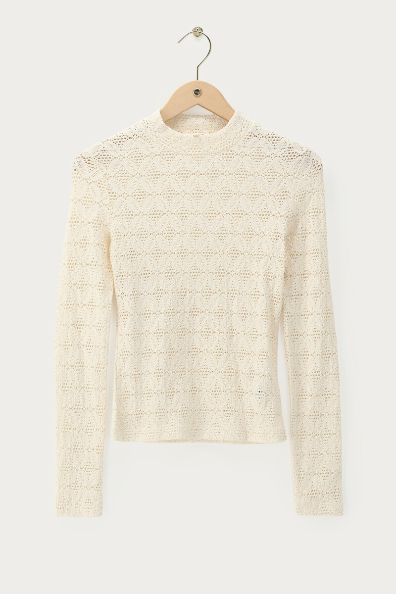 Cream crochet top with long sleeves | My Jewellery