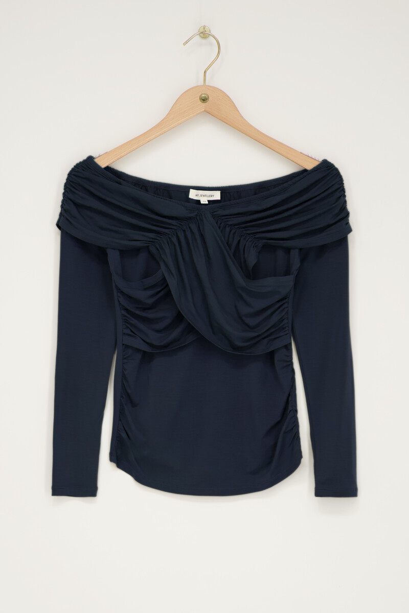 Dark blue off-shoulder top crossover | My Jewellery
