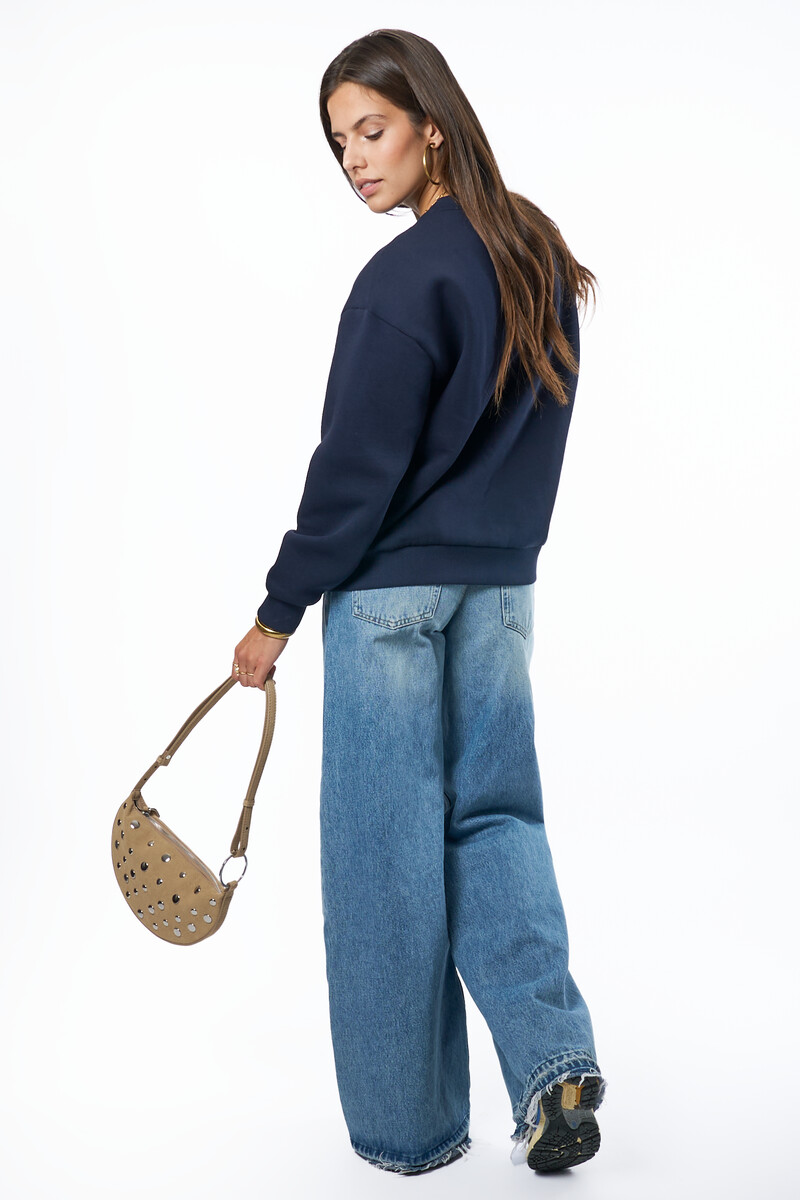 Dark blue sweater Manhattan with patch | My Jewellery