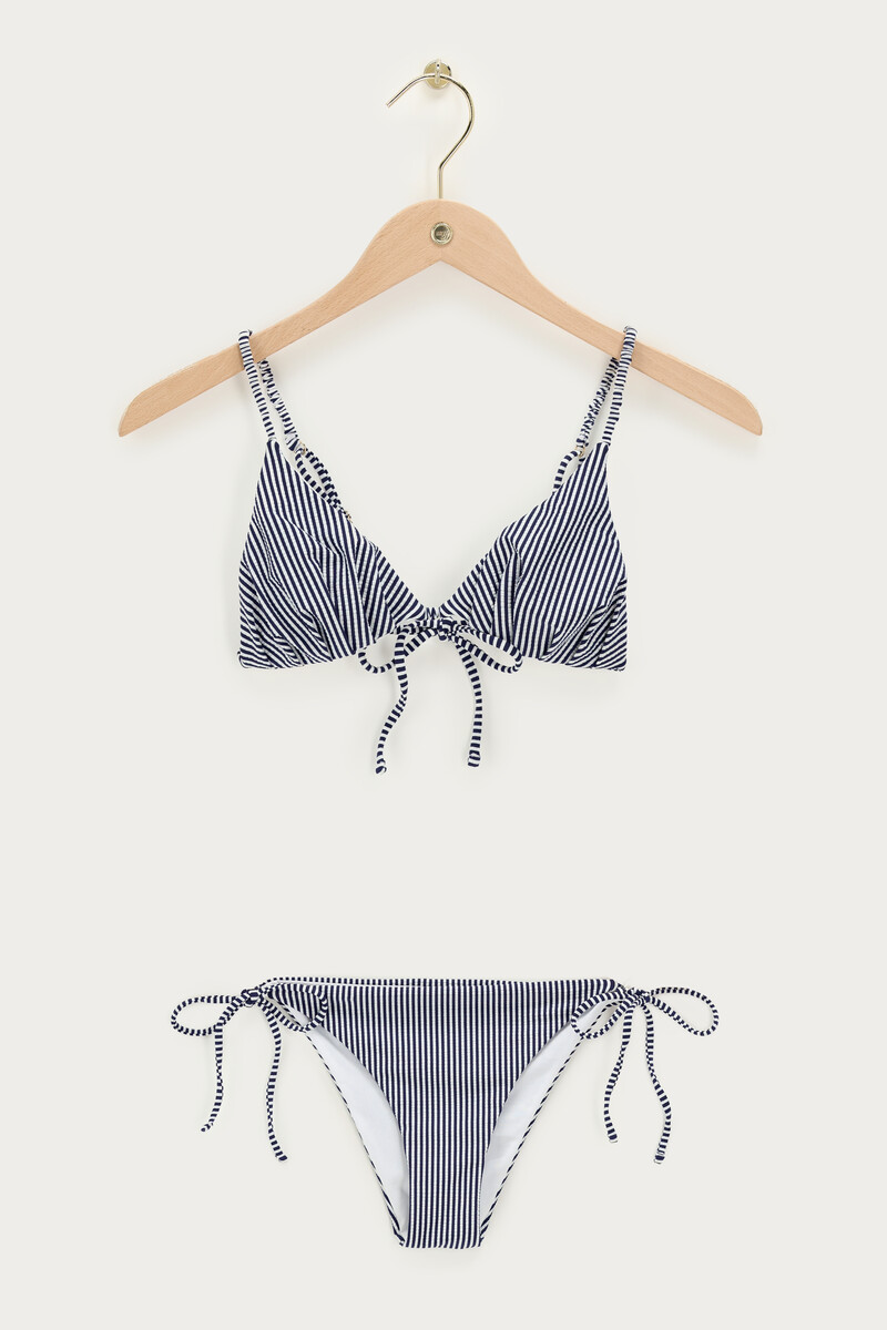 Dark blue bikini set with stripes | My Jewellery