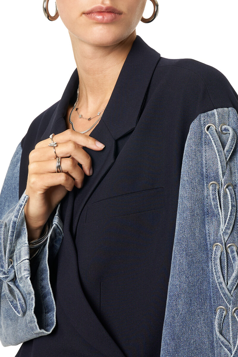 Dark blue blazer dress with long denim sleeves | My Jewellery