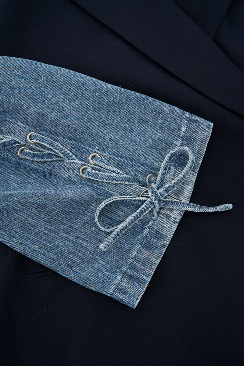 Dark blue blazer dress with long denim sleeves | My Jewellery