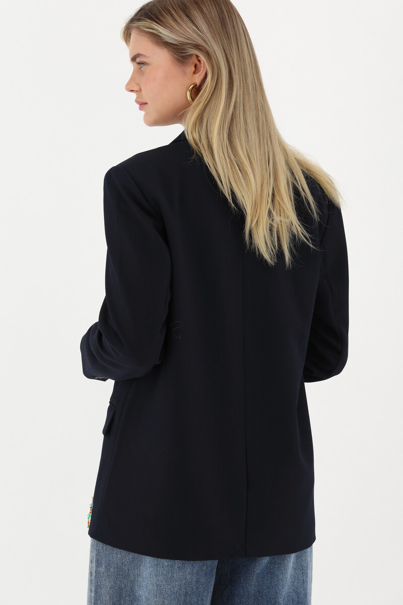 Dark blue blazer with multicoloured beaded fringes | My Jewellery