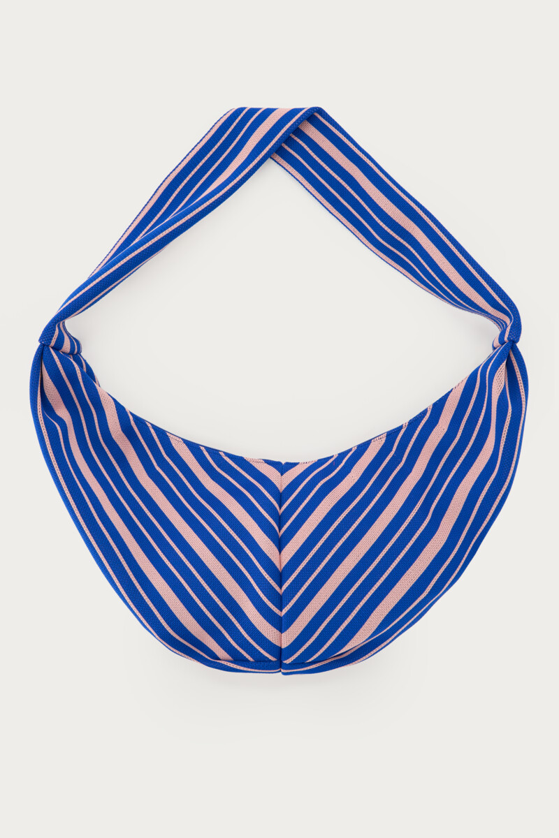 Dark blue crossbody bag with pink stripes | My Jewellery