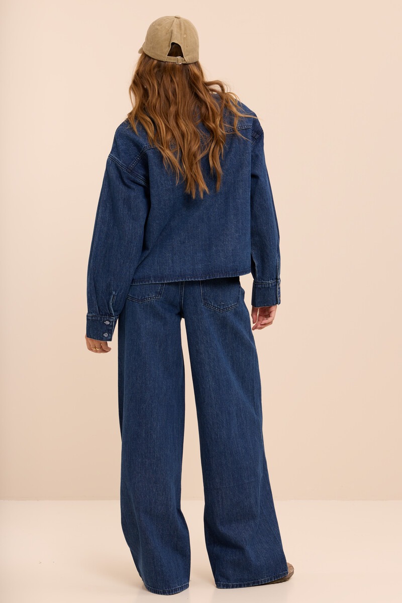 Dark blue denim blouse with heart pockets | My Jewellery