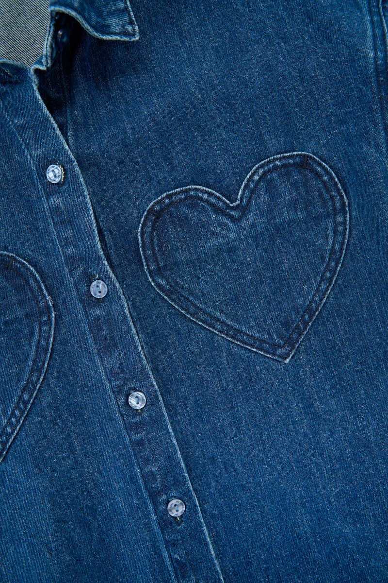 Blue Denim Blouse with Heart Pockets | My Jewellery