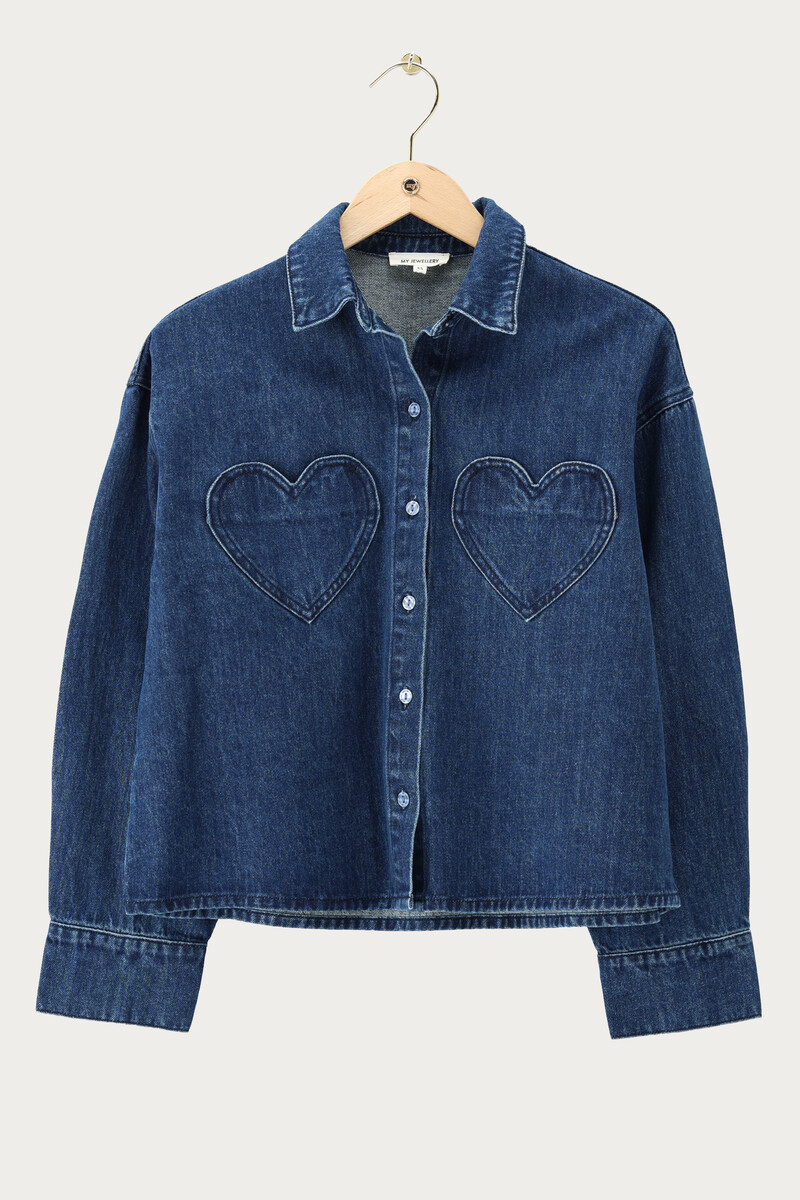 Blue Denim Blouse with Heart Pockets | My Jewellery