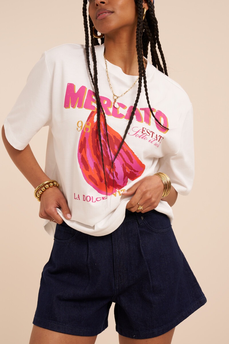 Dark blue denim shorts with pleats | My Jewellery