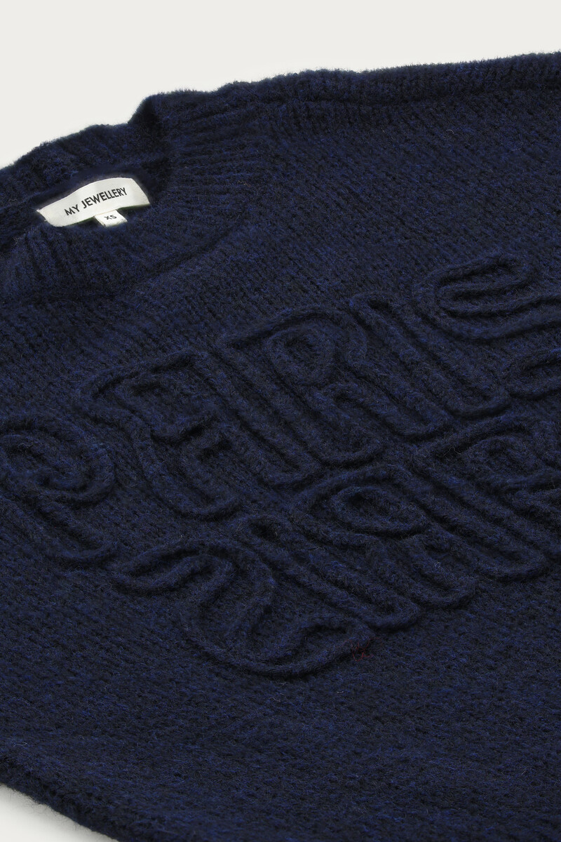 Dark blue embroidery sweater "Paris Paris" | My jewellery