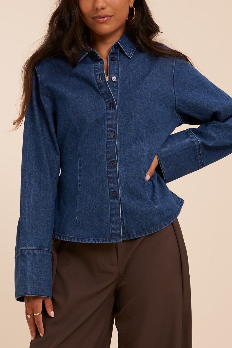 Dark blue fitted denim blouse | My Jewellery