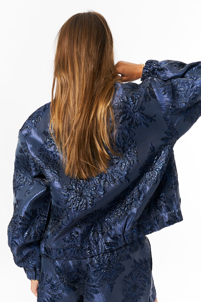 Dark blue jacquard bomber | My Jewellery