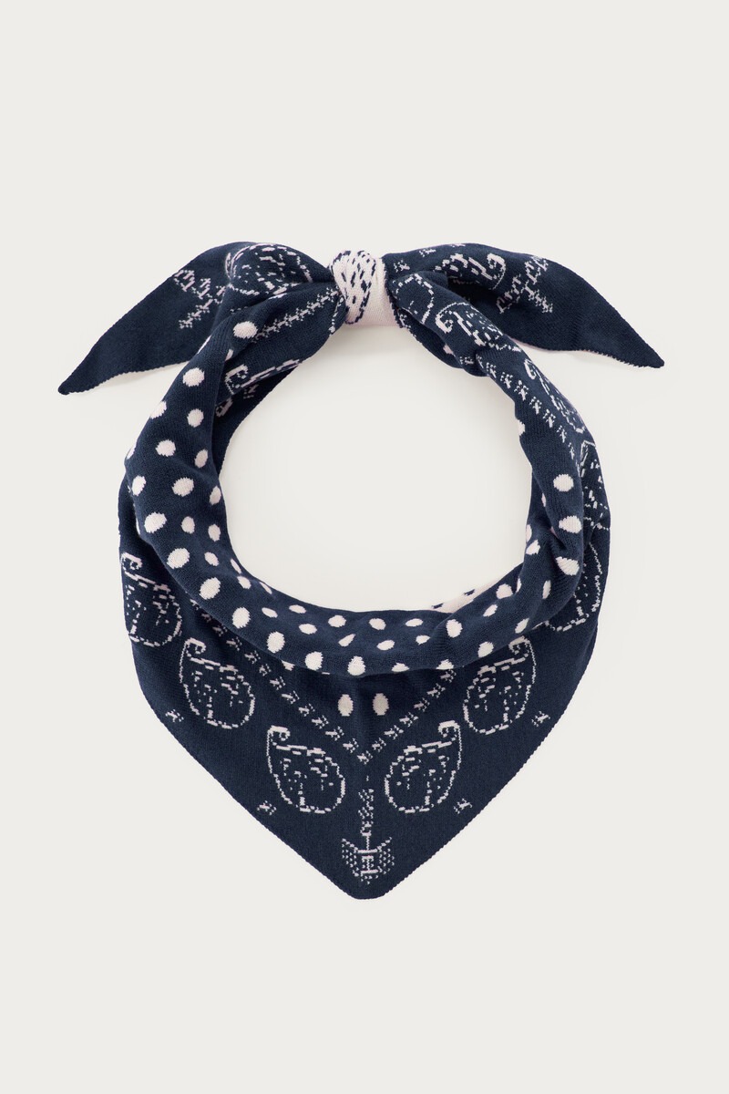 Dark blue jacquard scarf with paisley print | My Jewellery