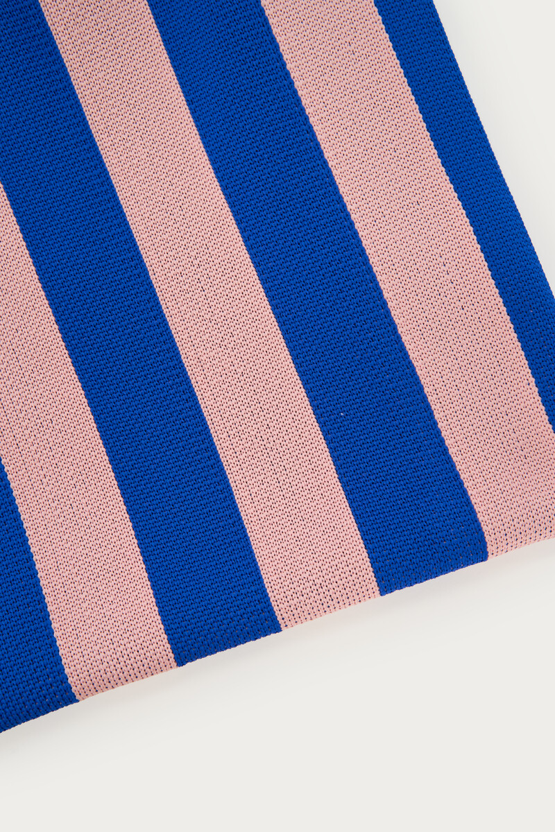 Dark blue large tote bag with pink stripes | My Jewellery