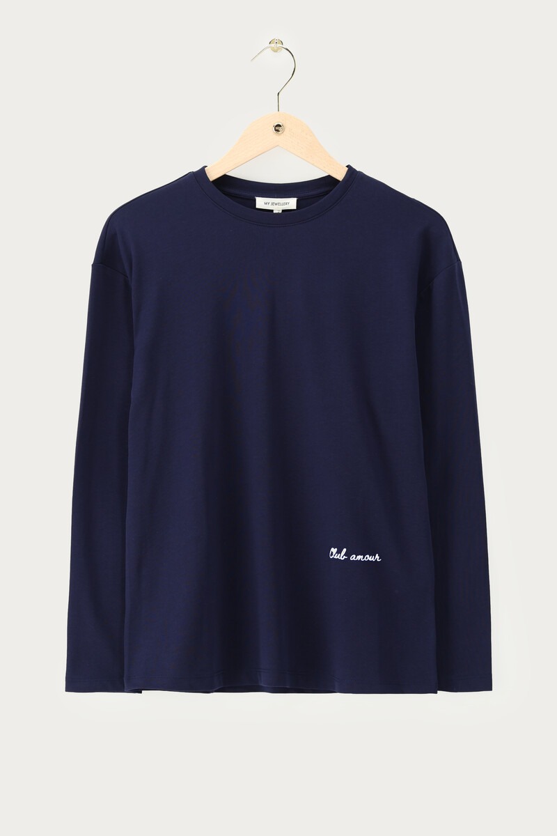 Dark blue long sleeve with paisley back print | My Jewellery