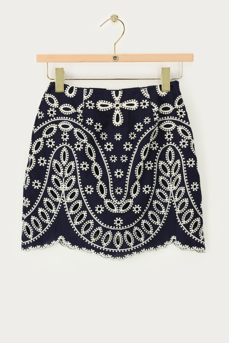 Dark blue short skirt with embroidery | My Jewellery