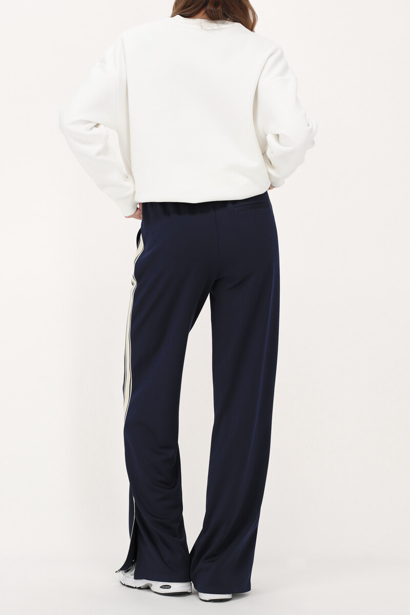 Dark blue wide-leg trousers with tape | My Jewellery